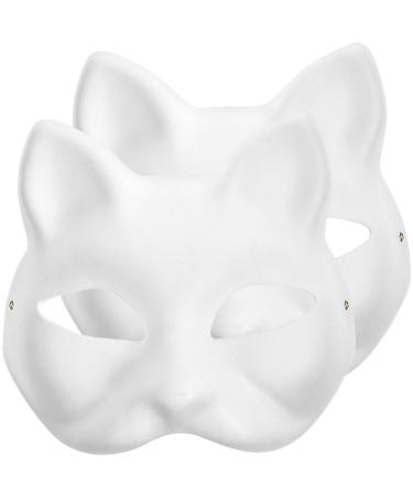Upkoch 2 pieces of cat mask DERIAN-FUCHS-MASKE white paper empty mask Unlept wolf animal Halbe diy paintable cosplay accessories for Easter party masquerade costume