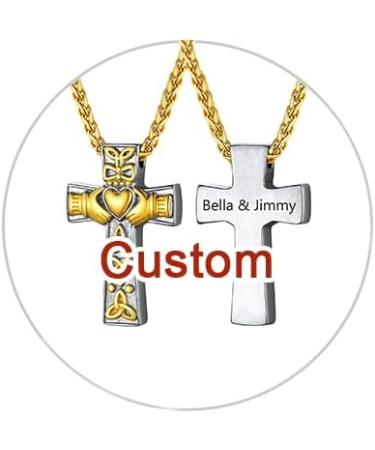 U7 Women's Cremation Urn Necklace - Cycle of Life Celtic Knot Dog Feet Wing & Crucifix Stainless Steel Pendant - Gold Burial Jewelry for Men - Buy Online on GoSupps.com