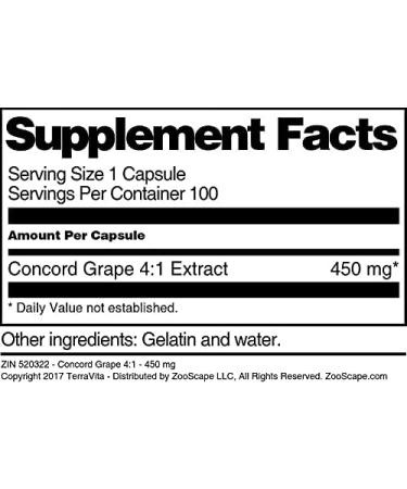 Concord Grape 4:1-450 mg (100 Capsules ZIN: 520322) - 3 Pack - Buy Online on GoSupps.com