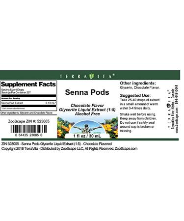 Senna Pods Glycerite Liquid Extract - 1:5 - Chocolate Flavored - 1 oz | Premium Herbal Supplement for Digestive Health - Buy Online on GoSupps.com