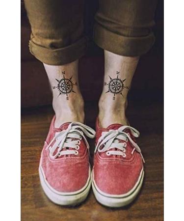 Waterproof Temporary Tattoo Stickers - Set of 12 Compass Grey Watercolor Blue Designs - Buy Online on GoSupps.com