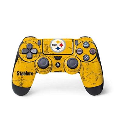 Skinit Decal Gaming Skin Compatible with PS4 Controller - Officially Licensed NFL Pittsburgh Steelers - Alternate Distressed Design