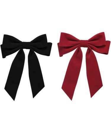 Bowknot Hair Clip Velvet Hair Bow Clips Large Satin Ribbon Bow Hairpins Bow Hair Barrette for Party Hair Accessories Red - Buy Online on GoSupps.com