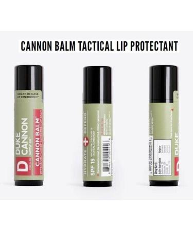 Duke Cannon Balm Tactical Lip Balm with SPF 15 0.56oz Premium Lip Protector with Organic Ingredients Fresh Mint Flavor Natural Beeswax Coconut & Shea Butter UV Protection Fresh Mint 0.56 Ounce (Pack of 1) - Buy Online on GoSupps.com