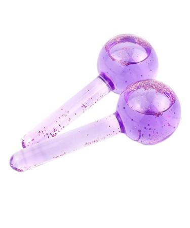 Karriter 2Pcs Beauty Ice Face Massage Skin Care Crystal Glass Beauty Ball Ice Wave Stick Purple