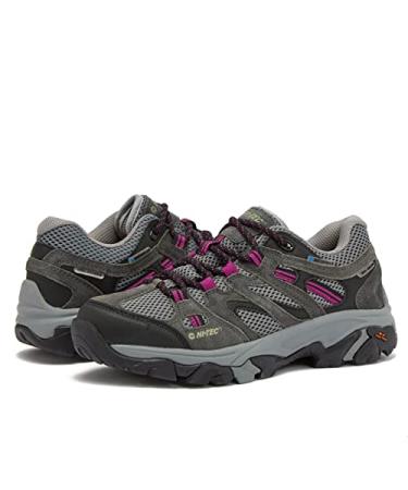 HI-TEC Apex Lite Low WP Waterproof Hiking Shoes for Women, Lightweight Breathable Outdoor Trekking and Trail Shoes 8.5 Dark Grey/Dark Pink