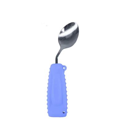 EZ Assistive Adaptive Spoon Easy to Hold for Independent Eating, Weighted Utensils for Hand Tremors (Purple Spoon Left Hand)