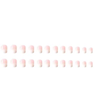 Ombre Press on Nails Short Square Nude White Gradient Full Cover Acrylic Stick on Nails for Women & Girls | 24Pcs French Manicure Decoration - Buy Online on GoSupps.com