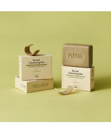 PURITO Re:lief Cleansing Bar 100g - Vegan & Cruelty-Free | Gentle Moisturizing Formula for Refreshing Skin | Safe Ingredients for All Skin Types - Buy Online on GoSupps.com