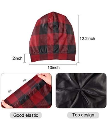 Qilmy Red Black Buffalo Plaid Sleep Cap for Women/Girls - Soft, Comfortable Double Layer Night Bonnet for Curly, Natural Long Hair - Buy Online on GoSupps.com
