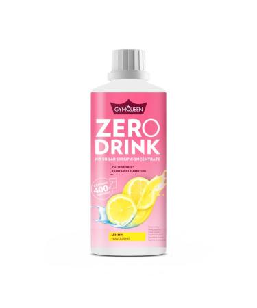 Gymqueen Zero Drink Lemon 1000ml low-calorie and sugar-free beverage concentrate 1:80 enriched with B-vitamins for your metabolism and L-carnitine drinks syrup lemon 1 l (1 Pack)