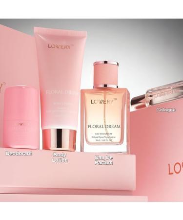 Gift for Women Floral Dream 4 in 1 Womens Perfume & Deodorant Set - 4pc Pink Eau de Parfum Fragrance Sets - Perfumes for Women Gift Set with Non Toxic Antiperspirant Stick Body Lotion & Mini Perfume - Buy Online on GoSupps.com