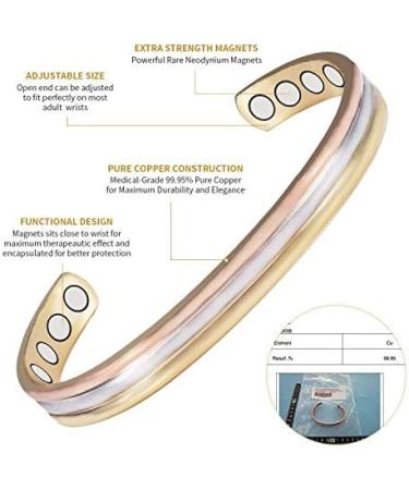 YINOX Tri Tone Pure Copper Magnetic Bracelets for Arthritis | 8 Magnets | Perfect Gift for Men & Women | Valentine's Day Edition - Buy Online on GoSupps.com