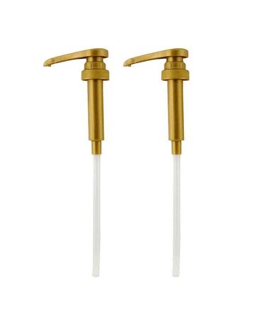 Gold Coffee Syrup Pumps (Fits Torani, DaVinci, Starbucks, Top Creamery, Allegro Syrups) Great for adding syrup to Coffee,Tea, Soda, and cocktails, - Fits 25.4 oz/750ml bottles 2 Pack