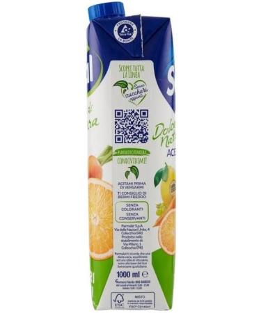Parmalat Santal Ace Fruit Juice Dolce di Natura Zero Added Sugars Orange carrot and lemon flavor fruit juice zero added sugar Tetrapack 1000 ml - Buy Online on GoSupps.com