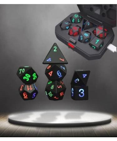 Color Changing Glowing Dice Set 7Pcs with LED Lights | USB Charging | DND Dice for Dungeons and Dragons, Sci-Fi, Table Games | Black - Buy Online on GoSupps.com