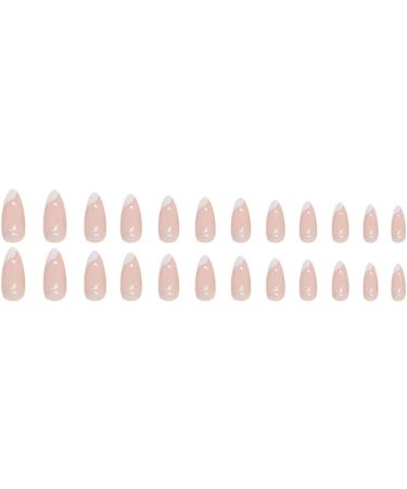 SINLOV Almond False Nails Glitter Press on Nails Nude Long Acrylic Art Full Cover Fake Nails Pink Gradient French Fake Nails for Women and Girls - Buy Online on GoSupps.com