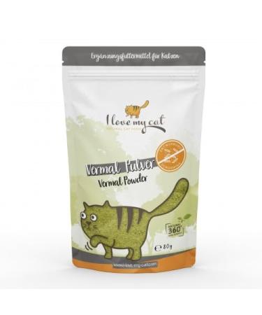 I love my cat Vermal powder for cats: high-quality nutritional supplements against giardia intestinal parasites & digestive disorders of course & effective 80 g