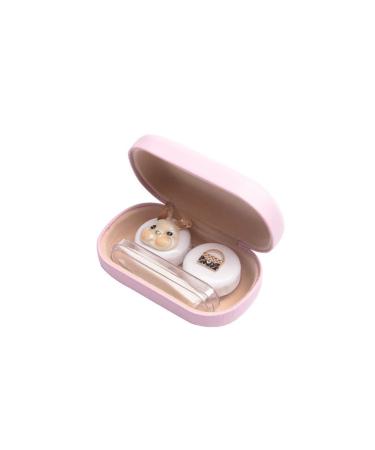 Invisible myopia glasses box female simple care box cute double companion box shadow eye storage box cosmetic contact socket (color: pink b)