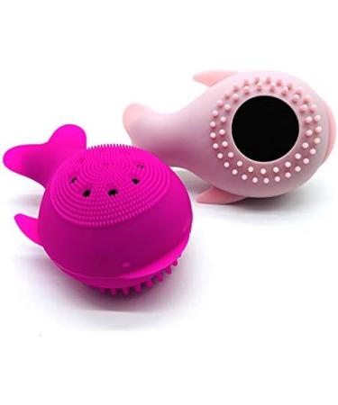 Pzhoais Silicone Face Cleansing Brush Facial Cleanser Whale Shape Facial Cleanser Exfoliator Face Scrub Washing Brush Pink - Buy Online on GoSupps.com