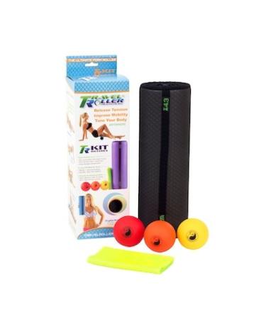 Travel Roller Deluxe Kit Foam Roller *BLACK* Includes Travel Roller 4.3 3 variable density trigger point balls/poster 6ft TPR Mobility Band 1.5 hours exclusive video instruction
