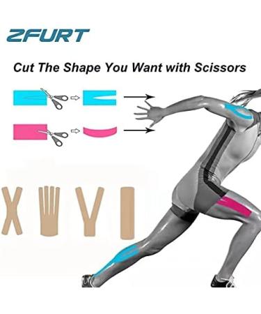 Zfurt Cotton Kinesiology Tape | Latex Free Elastic Sports Tape | Rose Red | 4 Rolls (16ft) | Pain Relief & Injury Prevention - Buy Online on GoSupps.com