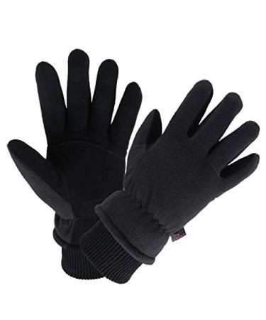 Winter Gloves -30F Coldproof Thermal Water Resistant Deerskin Suede Leather and Insulated Polar Fleece for Driving/Cycling/Running/Hiking/Snow Ski in Cold Weather - Warm Gifts for Men and Women Black Medium (Men) -- Large (Women)