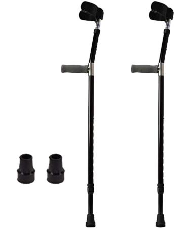 Forearm Crutches Adjustable Pair of Adjustable Double Handle Elbow Crutches Adult Standard Lightweight Aluminum Forearm Crutches Both Hands Lightweight Arm Crutch Journey