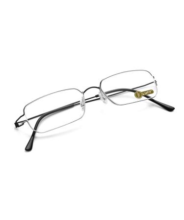 LUFF Ultra Light Reading Glasses for Men/Women Stylish Blue Light Blocking Computer Glasses Screwless HD Readers Eyeglasses 2.0x Black