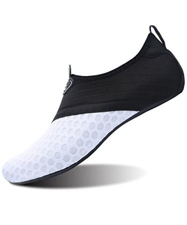 L-RUN Women Water Shoes Mens Barefoot Skin Aqua Socks for Run Dive Surf Swim Beach Yoga Quick Drying 8.5-9.5 Women/7-7.5 Men Dot_white