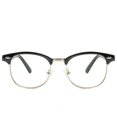 Cyxus Blue Light Glasses for Men Semi Rim Glasses Crystal Lens Rimless Glasses Computer Glasses UV Blocking Gaming Eyeglasses 10 - Black Gold
