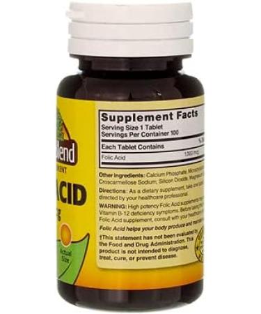 Nature s Blend Folic Acid 1000mcg Tablets 100 Count (3 Pack) - Buy Online on GoSupps.com