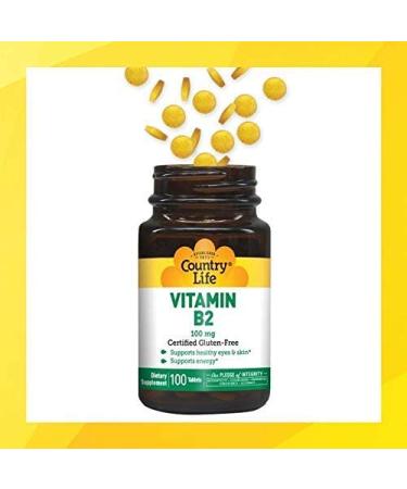 Country Life Vitamin B-2 100mg - 100 Count - Essential B Vitamin Supplement - Buy Online on GoSupps.com