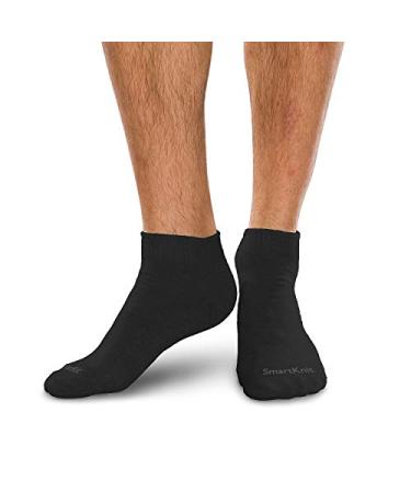SmartKnit Seamless Diabetic Mini Crew Socks 3 Pack (6 Count) Medium Black