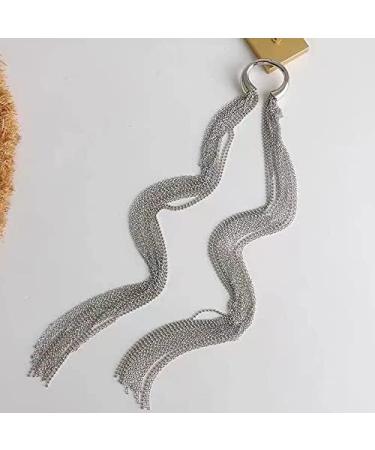 Crystal Long Chain Tassel Hair Clip - Silver | Exaggeration Bling Bling Hairpin for Women & Girls - Buy Online on GoSupps.com