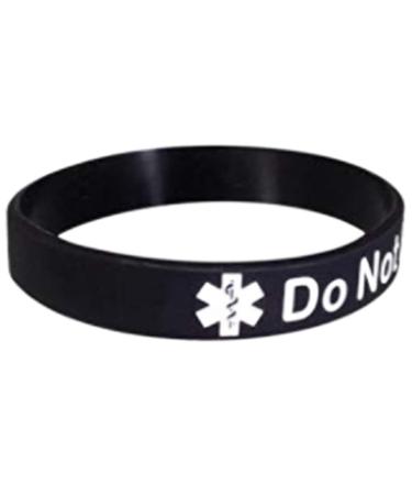 10mm Width Silicone Medical Awareness Alert DNR DO NOT RESUSCITATE Emergency Bangle Bracelet Black