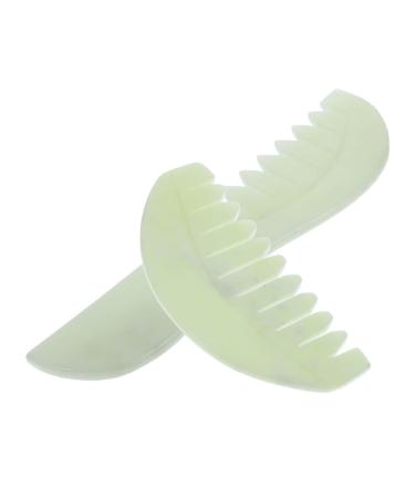 Sewoart 2 pieces jade comb jade scalp massage curb portable comb scratch comb for head scalp massage device Schabecamp head acuppunkt massage bums portable jade massage bum