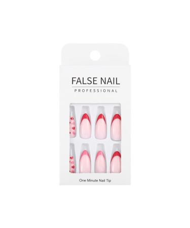 Sethexy Valentine Mandel False Nails - Pink Heart Press-On Acrylic Nails for Women & Girls | 24PC Love Heart Fingernails - Buy Online on GoSupps.com