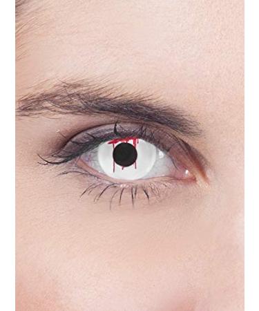 Contact lenses annual lenses bleeding eye white - motif lens with prescription (1 piece) - diopters: -2.0 - ideal for Halloween carnival & motto party Bleeding eye white -2.0 dioptries