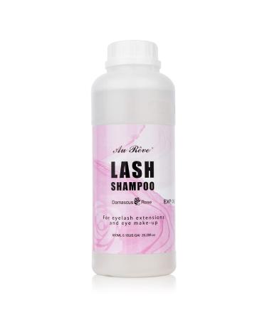 AuReve Eyelash Extension Cleanser Lash Shampoo Eyelash Extension Shampoo Lash Foam Cleanser Eyelid Cleanser for Makeup Remover Eyelash Care, Paraben & Sulfate Free for Salon and Home Use (Rose 600ml)