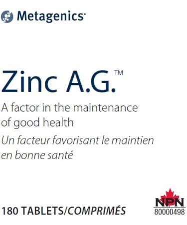 Metagenics Zinc A.G. Tablets 180 Count - Immune Support Supplement - Buy Online on GoSupps.com