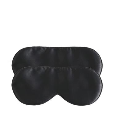 Tim & Tina 100% Silk Sleep Mask 2 Pack Comfortable Super Soft Blindfold Eye Mask Adjustable Strap Block Light for Sleeping Shift Work Naps Travel Yoga (Black & Black)
