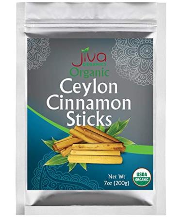 Organic Ceylon Cinnamon Sticks 7 Ounce Bag from Sri Lanka | Raw, Vegan, Non-GMO | 45 sticks, 3 inch, Fair Trade, Gluten Free by Jiva Organics 7 Ounce (Pack of 1)