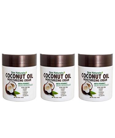 Spa Naturals Coconut Oil Moisturizing Cream with Vitamin E for Body  Hands  Elbows  Knees  Feet (Lot of 3)