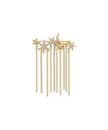 Pin Jewelry Gifts for Women Ladies Fashion Elegant Accessories Stars Moon Inlaid Crystal Long Tassel Brooch Luxury Wedding Banquet Brooch Jewelry Brooches & Pins