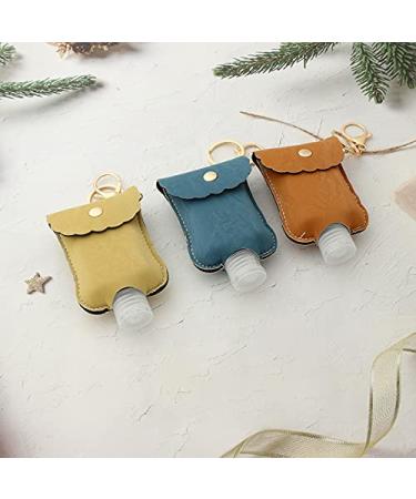 Leather Hand Sanitizer Holder Keychain with 2oz Squeeze Bottles - Olive Green - Buy Online on GoSupps.com
