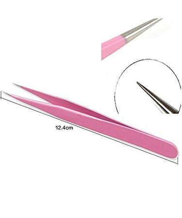 Onwon Pink Stainless Steel Tweezers for Eyelash Extensions - Straight and Curved Tip Nippers for False Lash Application - Buy Online on GoSupps.com