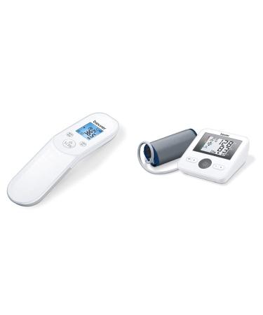 Beurer FT 85 Contactless digital infrared thermometer fast fever thermometer to the hygienic & BM 27 upper arm blood pressure meter with a chain seat control for upper arm circumference of 22-42 cm without app networking bundle with upper arm blood pressu
