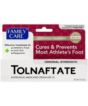 Family Care Tolnaftate Cream  Cure Athlete's Foot  1 ounce