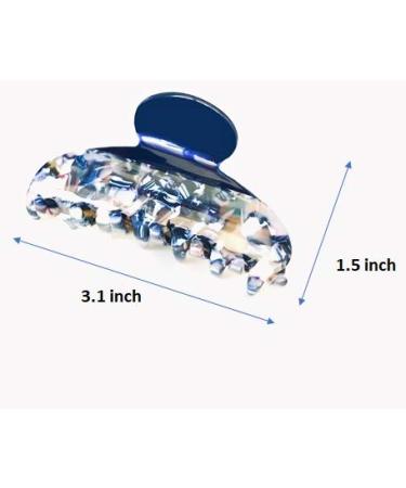 YOU BEAUTIFUL 2 Pack Exquisite Hair Claw Clips - Strong Hold Celluloid Acetate Jaw Clamps for Women - Blue Leopard Print - Includes Protective Jewelry Bag - Buy Online on GoSupps.com